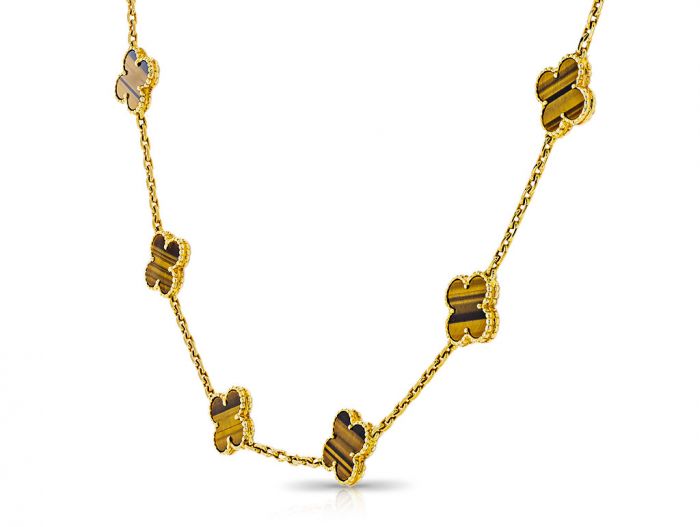 Van Cleef and Arpels Alhambra 20 Motif Tiger's Eye Necklace - Image 2