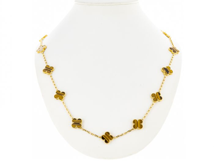 Van Cleef and Arpels Alhambra 20 Motif Tiger's Eye Necklace - Image 3