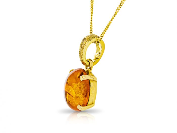 Amber Pendant on Chain