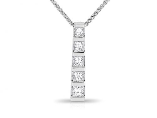 Princess Cut Diamond Pendant on Chain