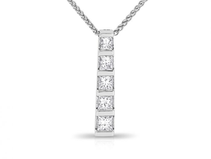 Princess Cut Diamond Pendant on Chain