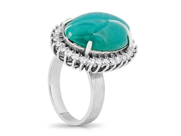 Green Stone & Diamond Ring - Image 2