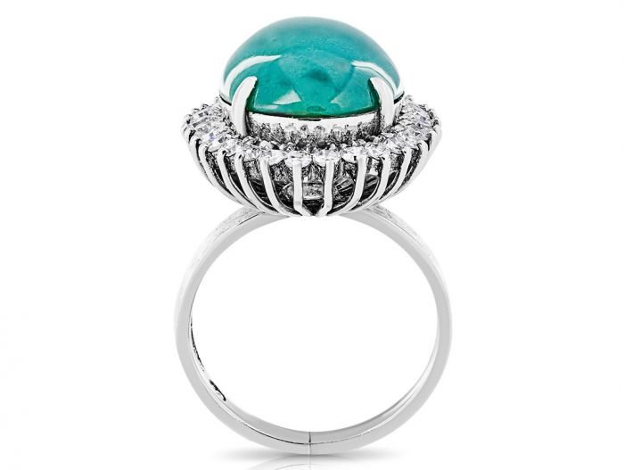 Green Stone & Diamond Ring - Image 3