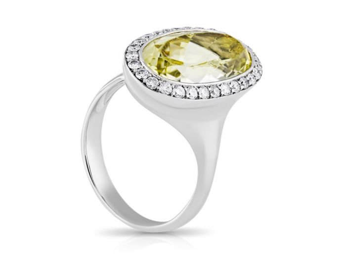 Prasiolite & Diamond Ring