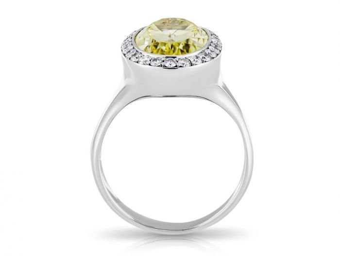 Prasiolite & Diamond Ring