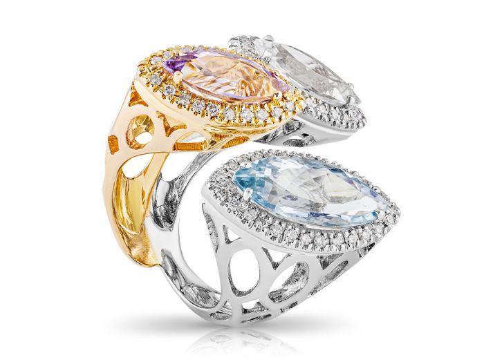 Two Tone Gemset & Diamond Ring - Image 2