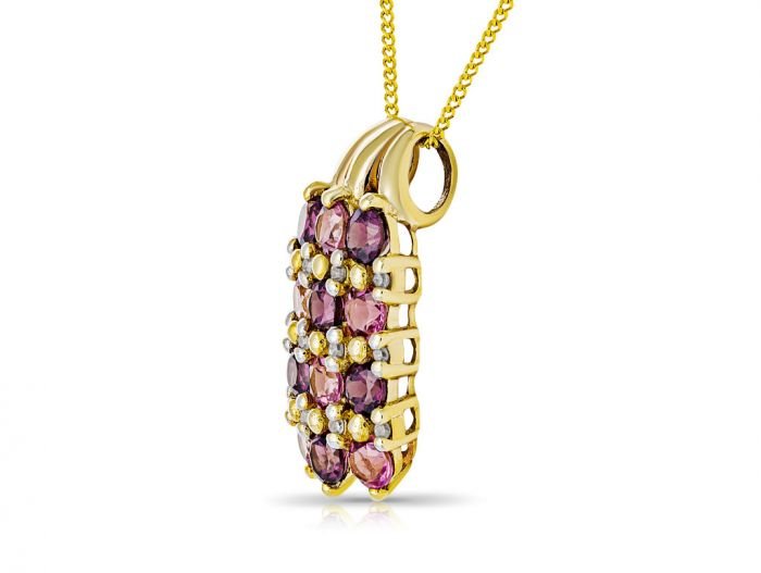 Pink Garnet & Diamond Pendant on Chain - Image 2
