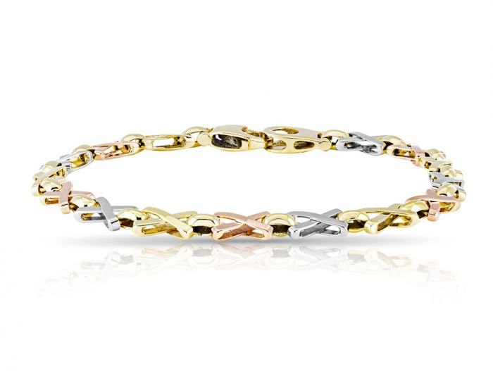 Tri-Colour Kiss Link Bracelet