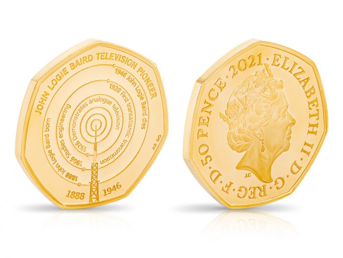 John Logie Baird 2021 UK 50p Gold Proof Coin