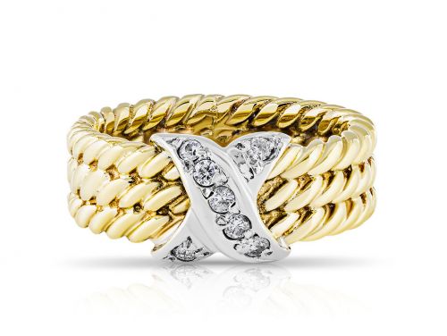 Diamond Two Tone Kiss Ring