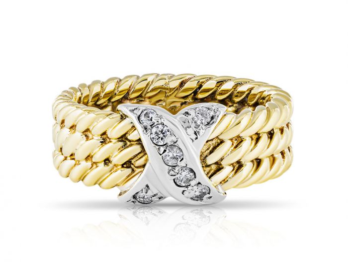 Diamond Two Tone Kiss Ring