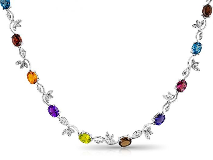 Vari Gem Set Long Necklace