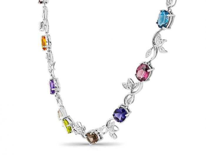 Vari Gem Set Long Necklace - Image 2