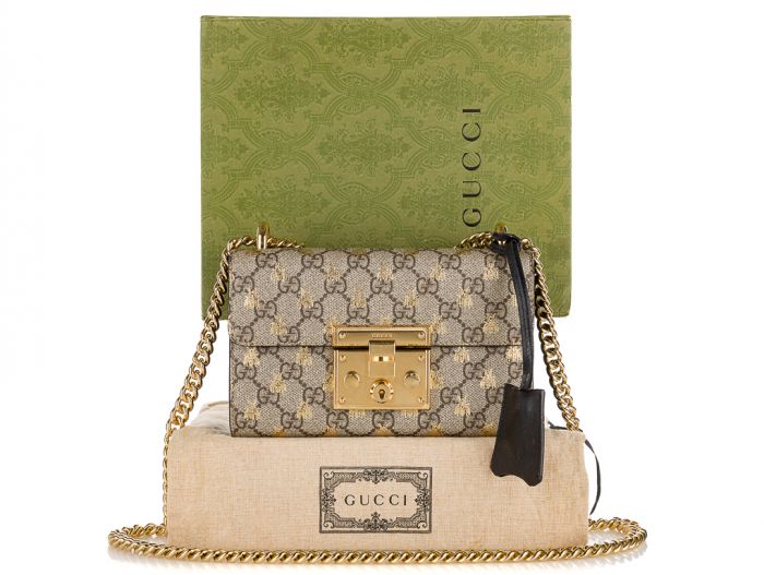 Gucci Padlock Small GG Bees Shoulder Bag