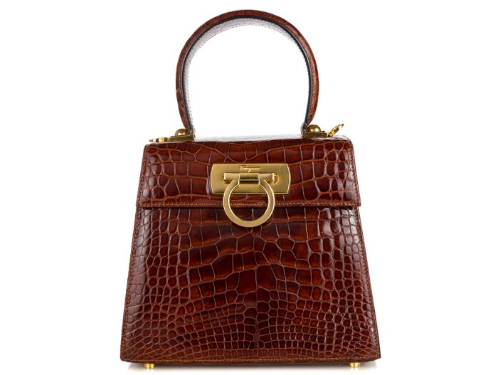 Salvatore Ferragamo Gancini Crocodile Top Handle Bag