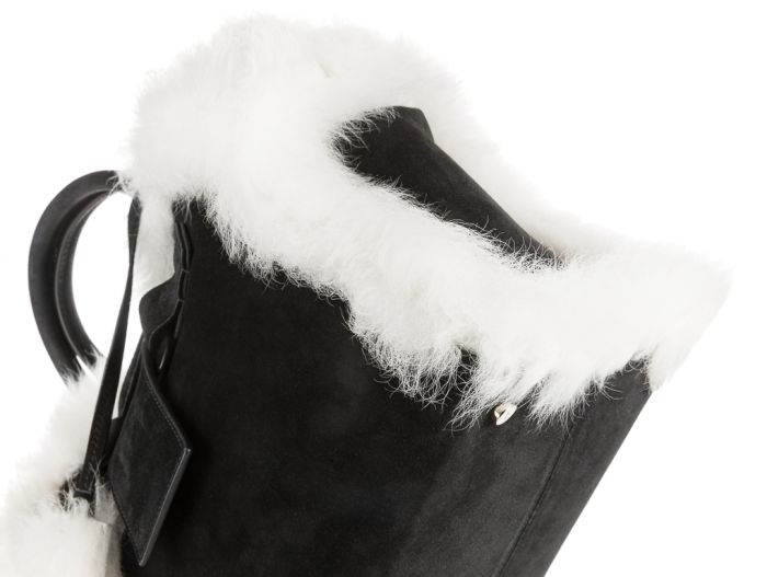 Roger Vivier Pilgrim De Jour Small Shearling-trimmed Suede Tote