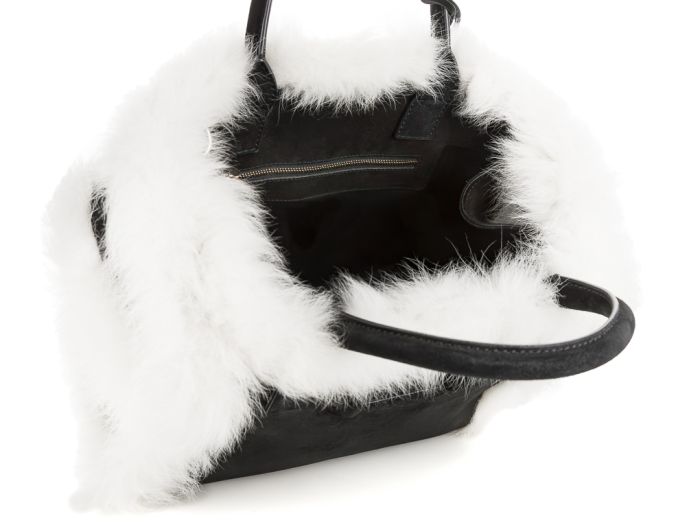 Roger Vivier Pilgrim De Jour Small Shearling-trimmed Suede Tote