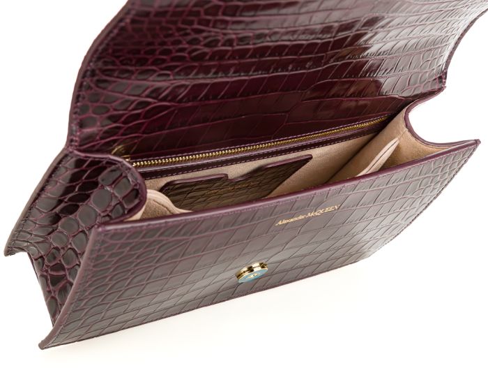 Alexander McQueen Croc-Embossed Spider Jeweled Bag