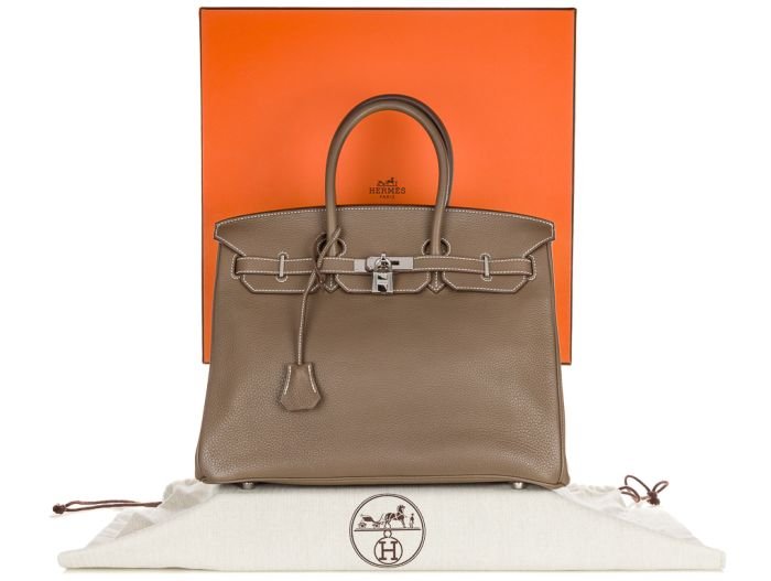 Hermes Etoupe Togo Birkin 35 Bag