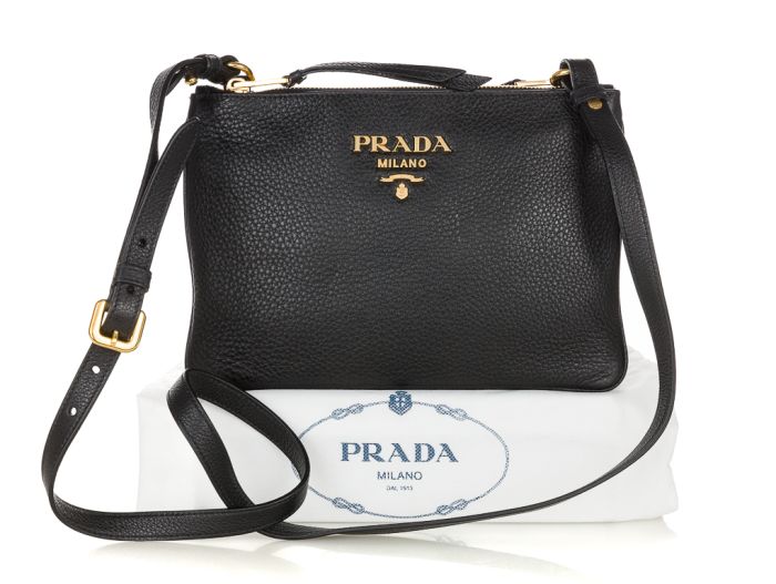 Prada Bandoliera Vitello Phenix Double Zip Crossbody Bag