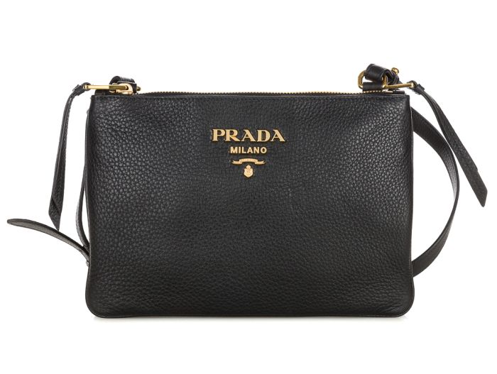 Prada Bandoliera Vitello Phenix Double Zip Crossbody Bag