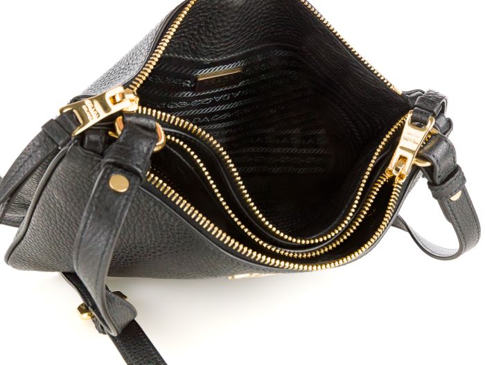 Prada Bandoliera Vitello Phenix Double Zip Crossbody Bag