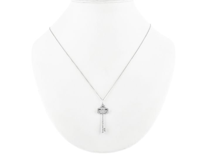 Tiffany & Co Fleur de Lis 1.5 Inch Diamond Key Pendant - Image 3