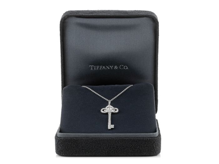 Tiffany & Co Fleur de Lis 1.5 Inch Diamond Key Pendant - Image 4