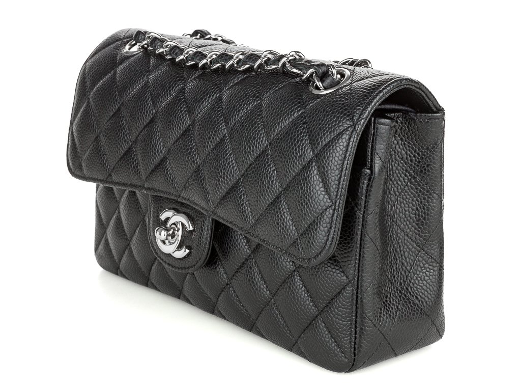 Chanel Small Classic Double Flap Black Caviar Silver Hardware