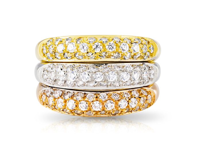 CZ Tri Colour Half Eternity Ring