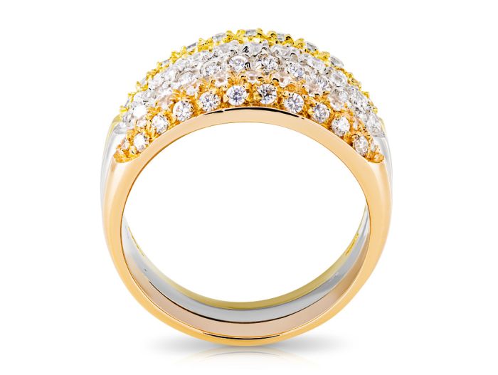CZ Tri Colour Half Eternity Ring - Image 3