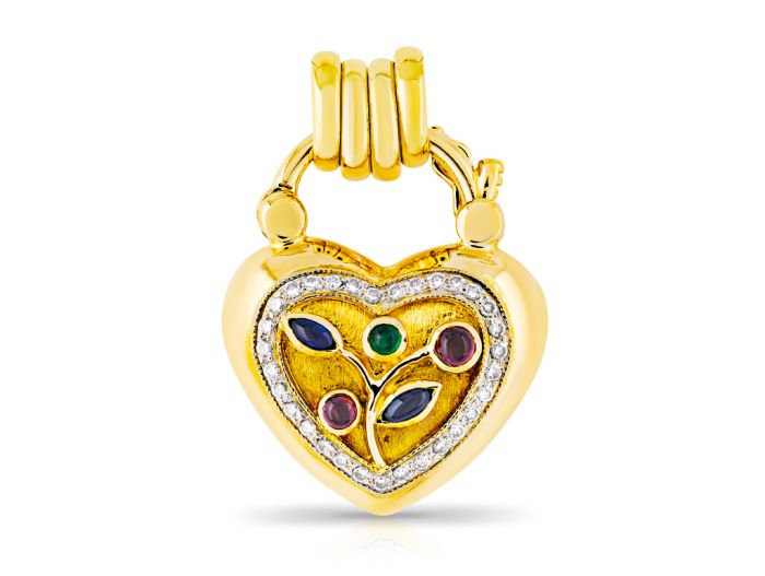 Gemstone Heart Charm-Pendant Locket