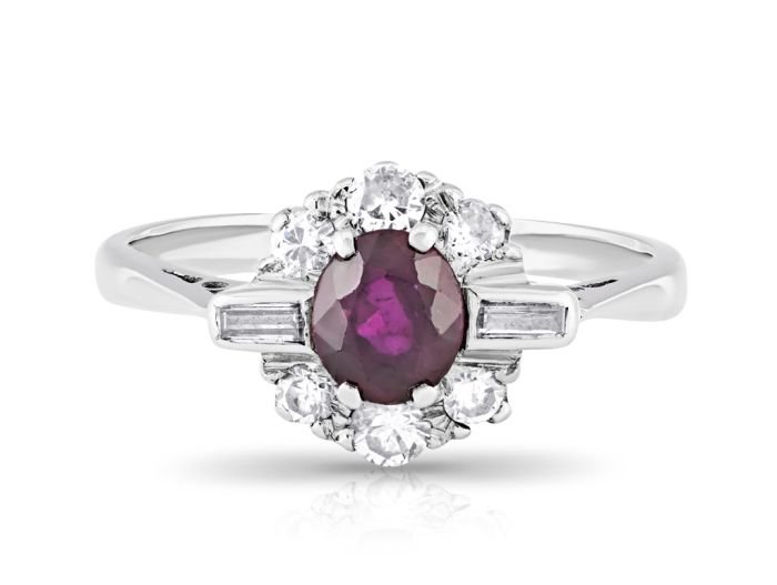 Ruby and Diamond Cluster Ring