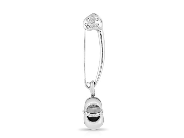 Aaron Basha Diamond Heart Safety Pin and Shoe Pendant