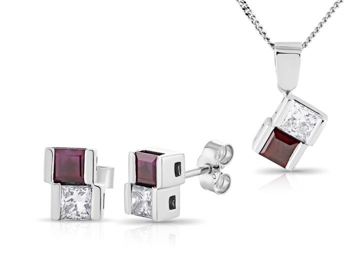 Ruby & Diamond Pendant and Earring Sets