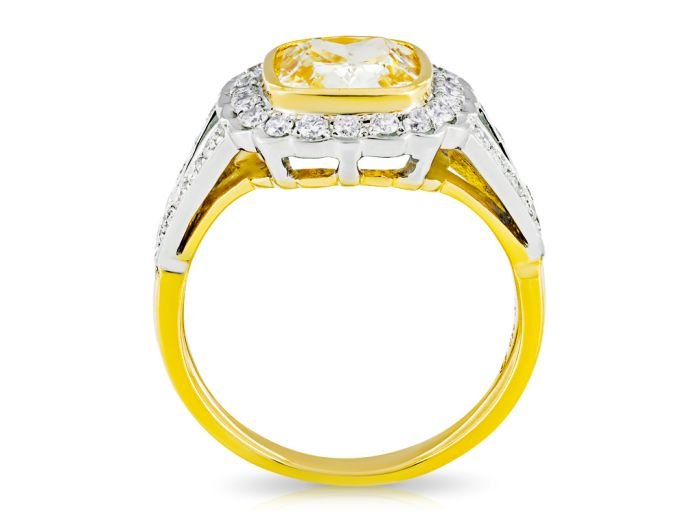 Fancy Yellow Cushion Cut Diamond Ring