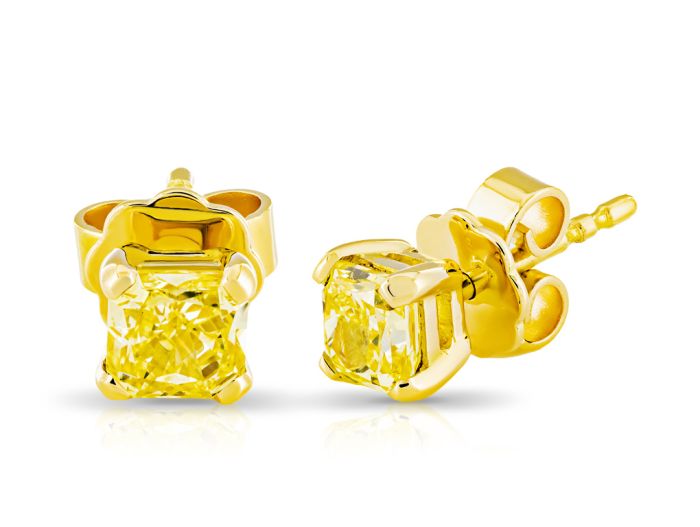 Fancy Yellow Diamond Stud Earrings - Image 2