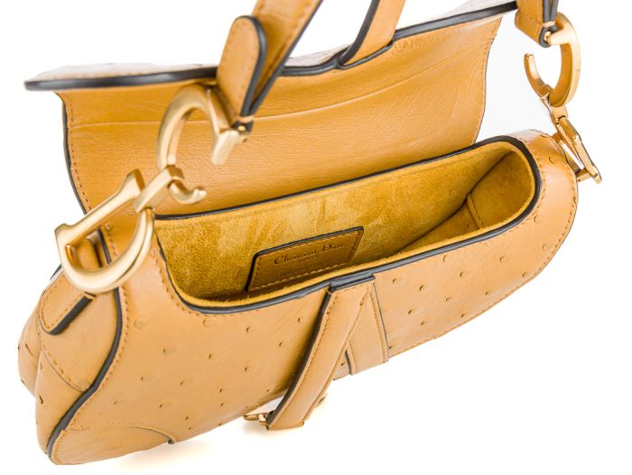 Christian Dior Ostrich Saddle Bag - Image 5