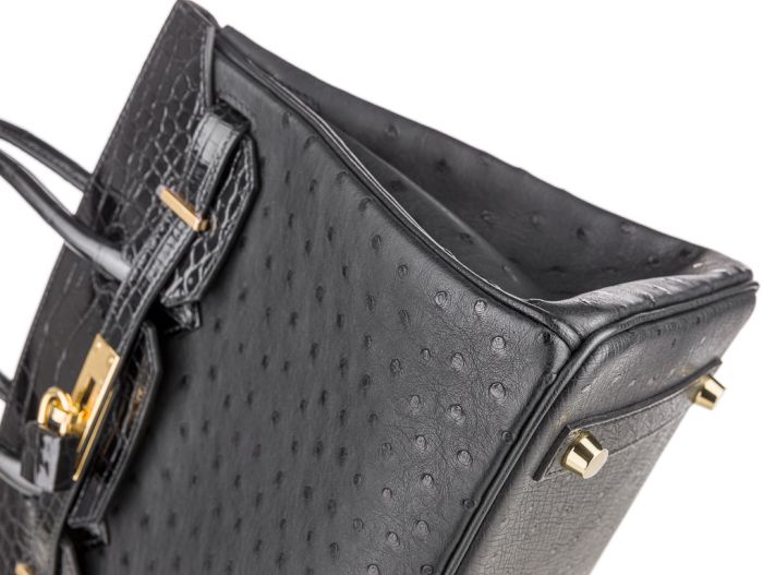 Hermes Black Shiny Alligator and Ostrich Birkin Touch 30cm Bag - Image 3