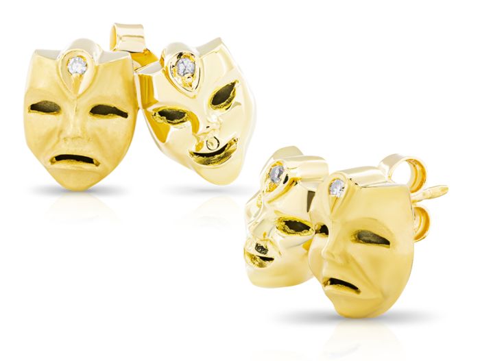 Diamond Comedy & Tragedy Mask Earrings (2)