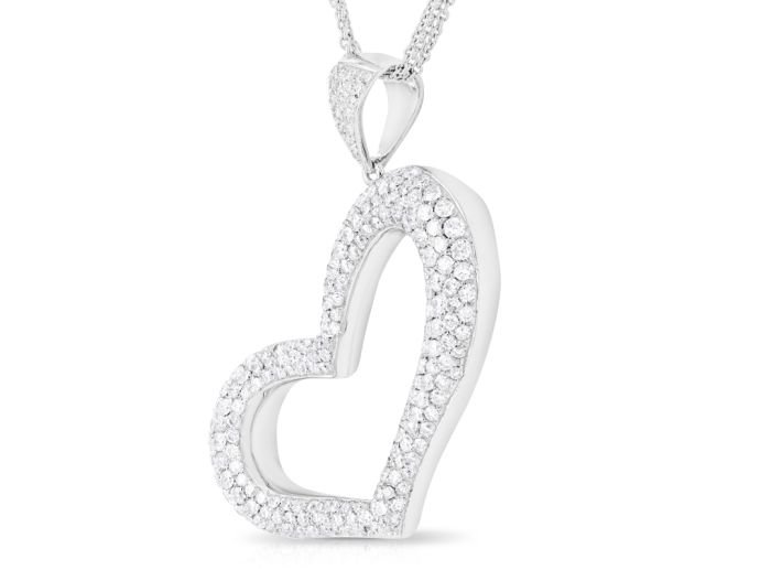 Diamond Tilted Heart Necklace - Image 2