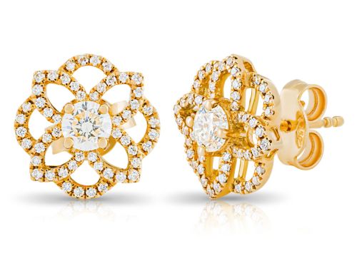 Diamond Flower Stud Earrings (2)