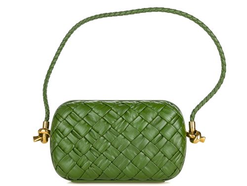 Bottega Veneta Knot Green Small Leather Shoulder Bag
