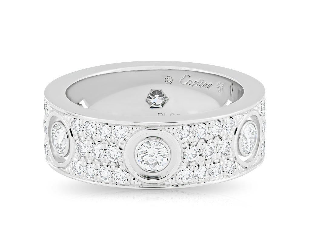 Cartier Classic Model Diamond Paved Love Ring