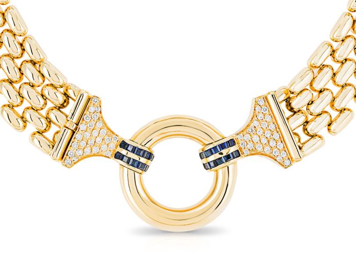 Diamond & Sapphire Chunky Necklace and Bracelet Set - Image 2