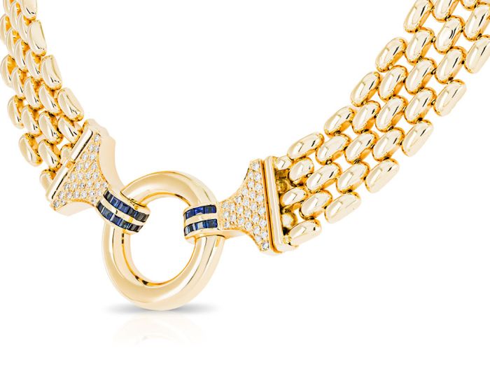 Diamond & Sapphire Chunky Necklace and Bracelet Set - Image 3