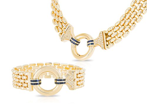Diamond & Sapphire Chunky Necklace and Bracelet Set (5)