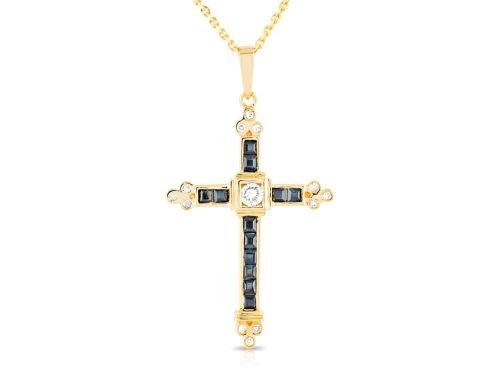 Diamond & Sapphire Cross Necklace (1)