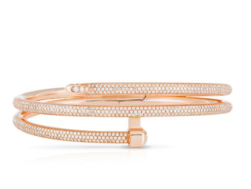Bespoke Handcrafted Diamond 18ct Rose Wraparound Bangle (1)