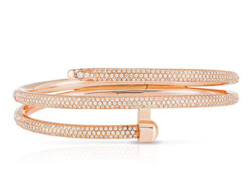 Handcrafted Diamond 18ct Rose Gold Wraparound Bangle